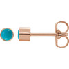 Round Bezel Set Earrings Mounting in 14 Karat Rose Gold for Round Stone, 0.41 grams
