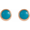 Round Bezel Set Earrings Mounting in 14 Karat Rose Gold for Round Stone, 0.41 grams