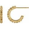 Vintage Inspired J Hoop Earrings Mounting in 14 Karat Yellow Gold for Round Stone, 0.84 grams