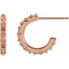 Vintage Inspired J Hoop Earrings Mounting in 14 Karat Rose Gold for Round Stone, 0.85 grams