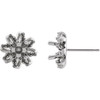 Round 4 Prong Halo Style Twist Earrings Mounting in Sterling Silver for Round Stone, 0.94 grams