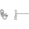 Scattered Bezel Set Earrings Mounting in 14 Karat White Gold for Round Stone, 0.46 grams