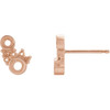 Scattered Bezel Set Earrings Mounting in 14 Karat Rose Gold for Round Stone, 0.48 grams