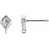 Accented Earring Top Mounting in Platinum for Round Stone, 0.54 grams