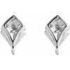 Accented Earring Top Mounting in Platinum for Round Stone, 0.54 grams