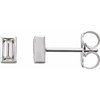 Straight Baguette Bezel Set Stud Earrings Mounting in 14 Karat White Gold for Straight baguette Stone, 0.13 grams