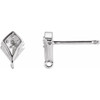 Accented Earring Top Mounting in 14 Karat White Gold for Round Stone, 0.34 grams
