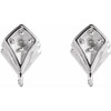 Accented Earring Top Mounting in 14 Karat White Gold for Round Stone, 0.34 grams