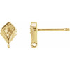 Accented Earring Top Mounting in 14 Karat Yellow Gold for Round Stone, 0.36 grams