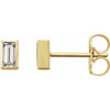 Straight Baguette Bezel Set Stud Earrings Mounting in 18 Karat Yellow Gold for Straight baguette Stone, 0.15 grams