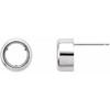 Round Back Set Bezel Earrings Mounting in 18 Karat White Gold for Round Stone, 0.62 grams