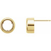 Round Back Set Bezel Earrings Mounting in 18 Karat Yellow Gold for Round Stone, 0.65 grams