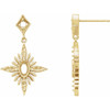 Celestial Earrings Mounting in 14 Karat Yellow Gold for Oval Stone, 1.7 grams
