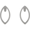 Marquise Bezel Set Earrings Mounting in 18 Karat White Gold for Marquise Stone, 0.11 grams