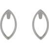 Marquise Bezel Set Earrings Mounting in 18 Karat White Gold for Marquise Stone, 0.11 grams