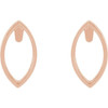 Marquise Bezel Set Earrings Mounting in 14 Karat Rose Gold for Marquise Stone, 0.1 grams
