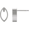 Marquise Bezel Set Earrings Mounting in 14 Karat White Gold for Marquise Stone, 0.09 grams