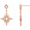 Celestial Earrings Mounting in 14 Karat Rose Gold for Oval Stone, 1.72 grams