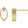 Marquise Bezel Set Earrings Mounting in 14 Karat Yellow Gold for Marquise Stone, 0.1 grams