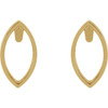 Marquise Bezel Set Earrings Mounting in 14 Karat Yellow Gold for Marquise Stone, 0.1 grams