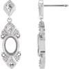 Vintage Inspired Earrings Mounting in 14 Karat White Gold for Oval Stone, 1.68 grams