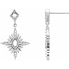 Celestial Earrings Mounting in Sterling Silver for Oval Stone, 1.44 grams