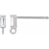 Baguette Bar Earring Top Mounting in 14 Karat White Gold for Straight baguette Stone, 0.14 grams