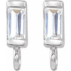 Baguette Bar Earring Top Mounting in 14 Karat White Gold for Straight baguette Stone, 0.14 grams