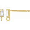 Baguette Bar Earring Top Mounting in 14 Karat Yellow Gold for Straight baguette Stone, 0.15 grams