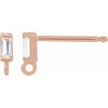 Baguette Bar Earring Top Mounting in 14 Karat Rose Gold for Straight baguette Stone, 0.15 grams
