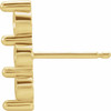 Three Stone Bar Earrings Mounting in 14 Karat Yellow Gold for Round Stone, 0.78 grams