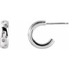 Accented Huggie Earrings Mounting in Platinum for Round Stone, 2.17 grams