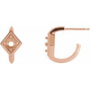 Geometric Hoop Earrings Mounting in 14 Karat Rose Gold for Round Stone, 1.38 grams