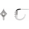 Geometric Hoop Earrings Mounting in Platinum for Round Stone, 2.12 grams