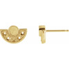 Fan Earrings Mounting in 14 Karat Yellow Gold for Round Stone, 1.05 grams