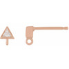 Triangle Micro Bezel Earring Top Mounting in 14 Karat Rose Gold for Triangle Stone, 0.2 grams