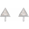 Triangle Micro Bezel Earring Top Mounting in 14 Karat White Gold for Triangle Stone, 0.19 grams