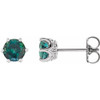 Round 6 Prong Accented Crown Stud Earrings Mounting in 14 Karat White Gold for Round Stone, 1 grams