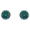 Round 6 Prong Accented Crown Stud Earrings Mounting in 14 Karat White Gold for Round Stone, 1 grams
