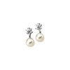 Accented Pearl Earrings Mounting in 14 Karat White Gold for Pearl Stone, 1.7 grams