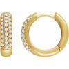 Pavé Hoop Earrings Mounting in 14 Karat Yellow Gold for Round Stone, 4.7 grams