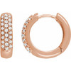 Pavé Hoop Earrings Mounting in 14 Karat Rose Gold for Round Stone, 4.7 grams