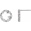 Accented Circle Earrings Mounting in 14 Karat White Gold for Round Stone, 0.79 grams