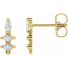 Marquise Bar Earrings Mounting in 14 Karat Yellow Gold for Marquise Stone, 0.72 grams