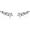 Graduated Ear Climber Top Mounting in Platinum for Round Stone, 0.56 grams
