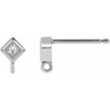 Square Bezel Set Earring Top Mounting in Platinum for Square Stone, 0.5 grams