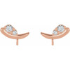 Curved Earring Top Mounting in 14 Karat Rose Gold for Round Stone, 0.37 grams