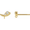 Curved Earring Top Mounting in Platinum for Round Stone, 0.56 grams