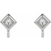 Square Bezel Set Earring Top Mounting in 14 Karat White Gold for Square Stone, 0.32 grams
