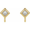 Square Bezel Set Earring Top Mounting in 14 Karat Yellow Gold for Square Stone, 0.33 grams